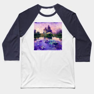 Fantasy Purple Castle Impressionism Calming Zen Painting Baseball T-Shirt